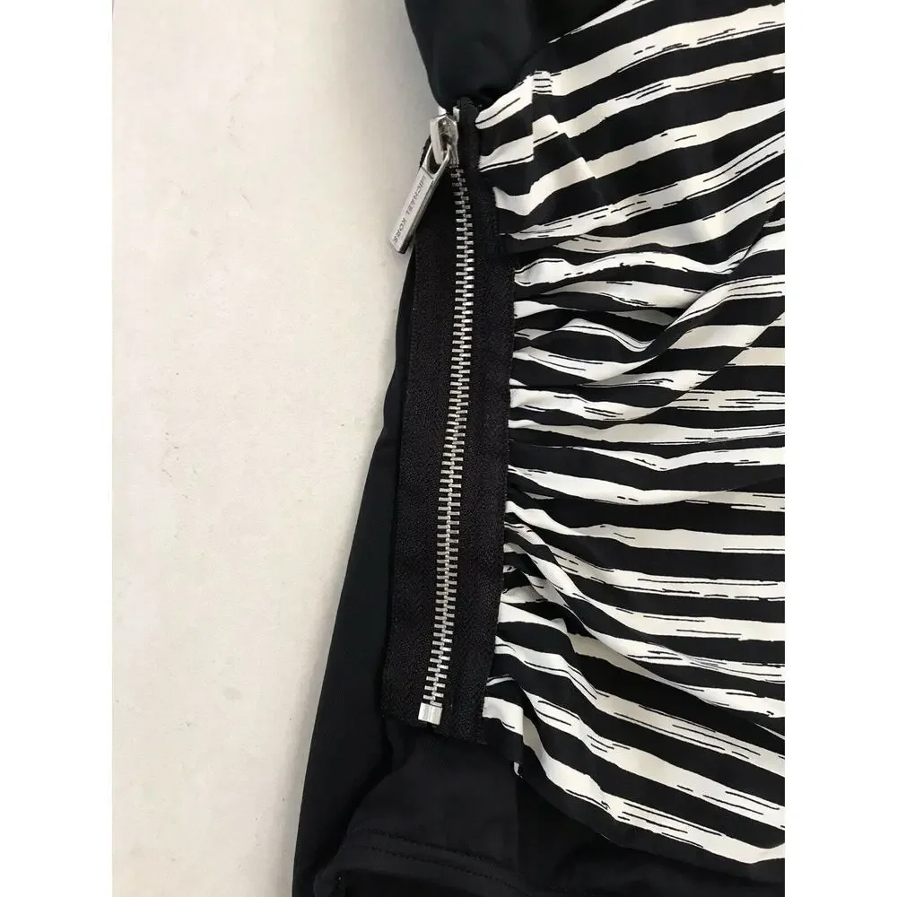 Michael by Michael Kors Multicolor Stripe Zip Strapless One Piece Swimsuit